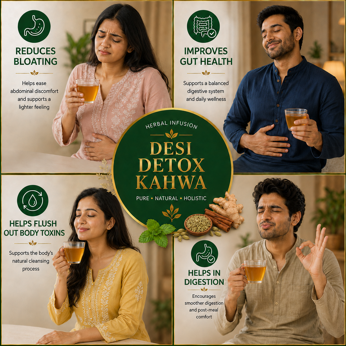 BOVI Desi Detox Kahwa Green Tea, 30 Bags