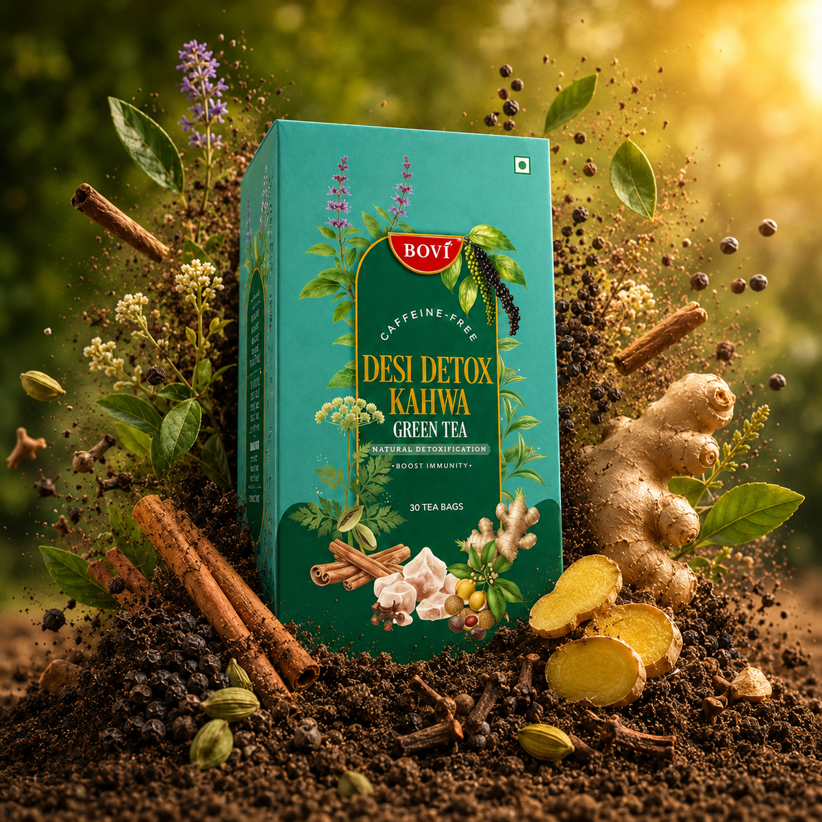 BOVI Desi Detox Kahwa Green Tea, 30 Bags
