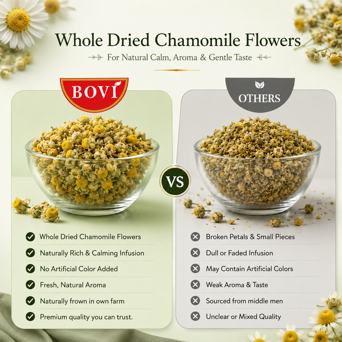 BOVI Chamomile Whole Flower, 30g