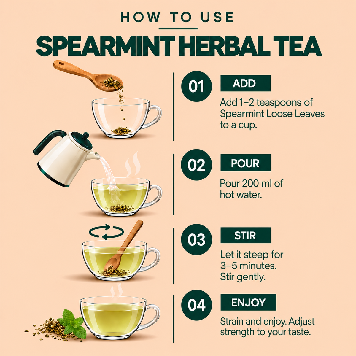 BOVI Spearmint Herbal Loose Leaf Tea, 100G