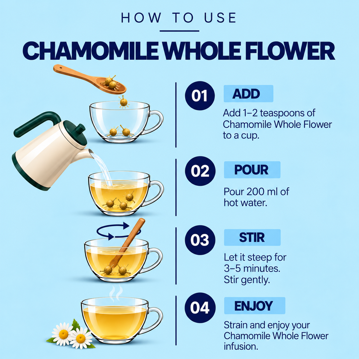 BOVI Chamomile Whole Flower, 30g